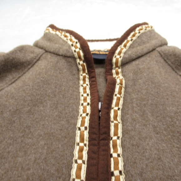 Woolrich Wool Jacket Women XL Brown Aztec Southwestern Trim FullZip READ VTG - Picture 5 of 13